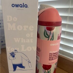 Owala Pink and Red Floral Water Bottle